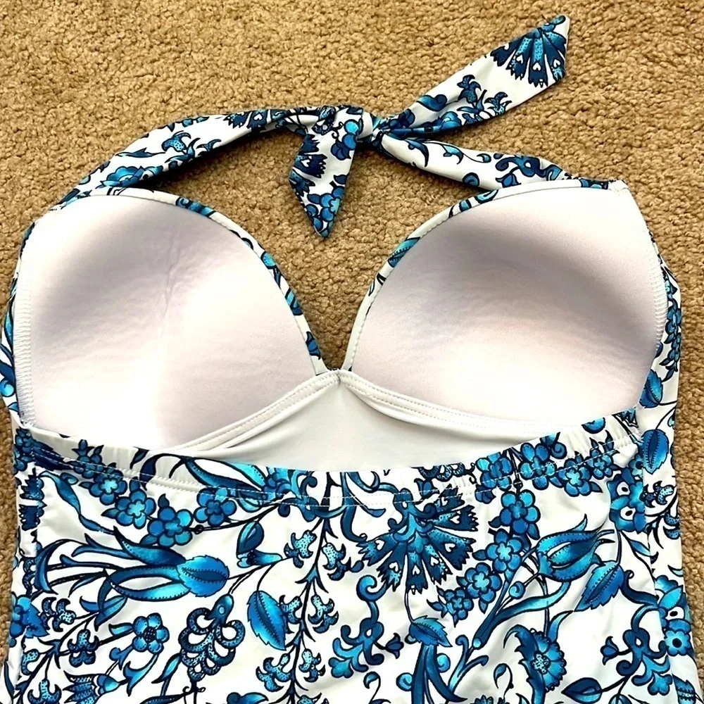 JETS by Jessika Allen Floral Halter Top One Piece Swimsuit